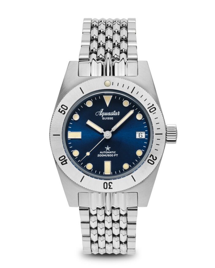 Aquastar Model 60 Steel Blue complete strap/bracelet package