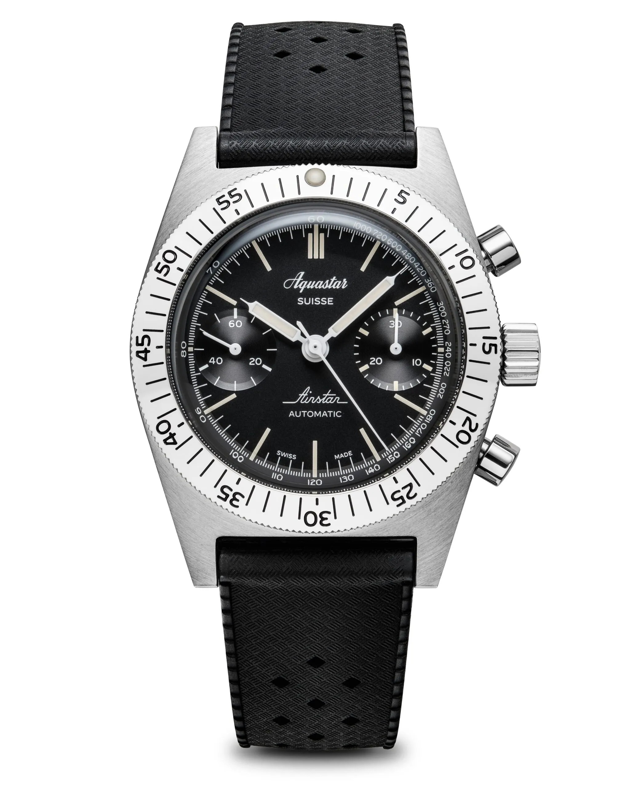 Aquastar Airstar Chronograph SS, 60th Anniversary Re-Edition, studio photograph 2 of 16