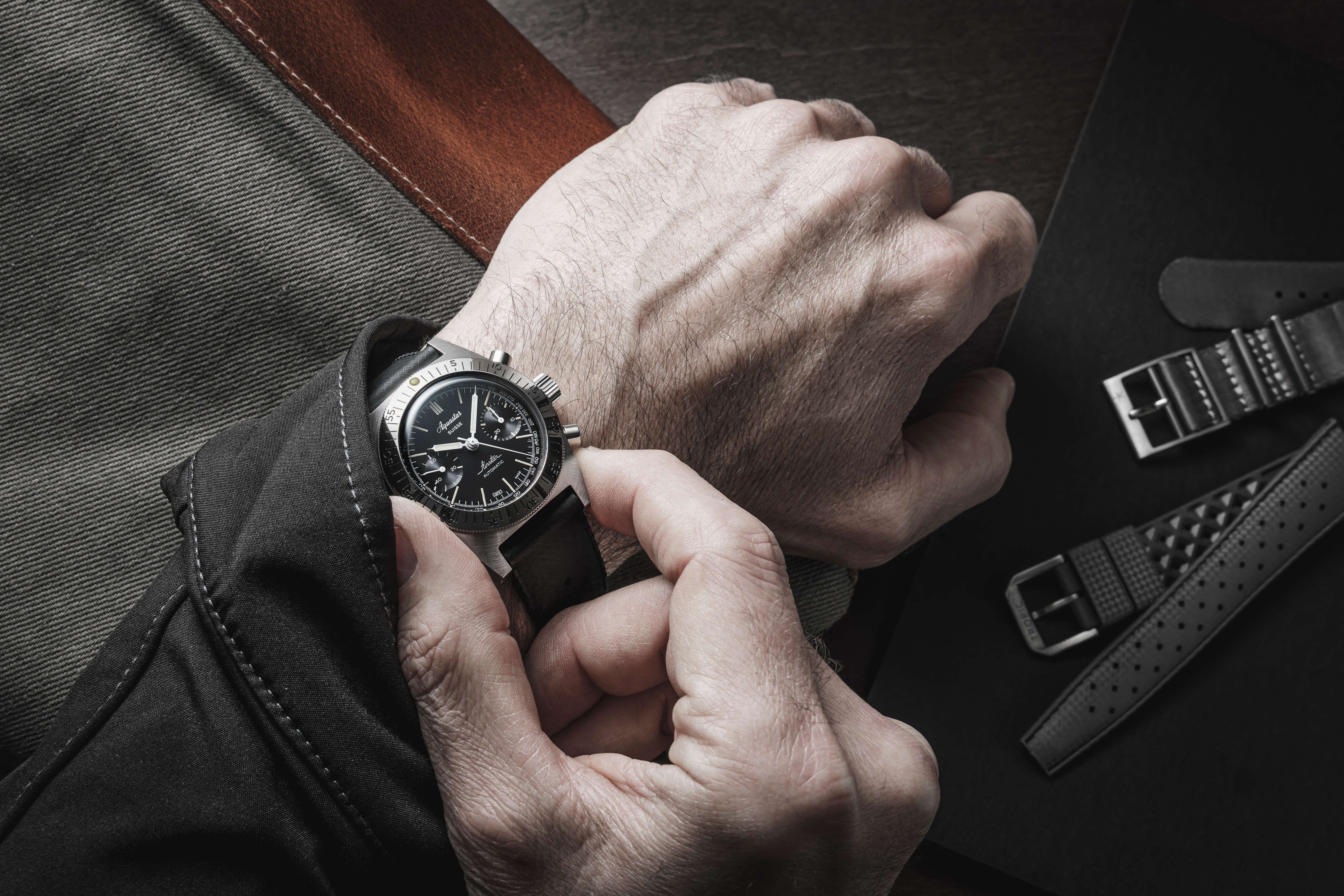 Aquastar Airstar Chronograph SS, 60th Anniversary Re-Edition, studio photograph 4 of 16