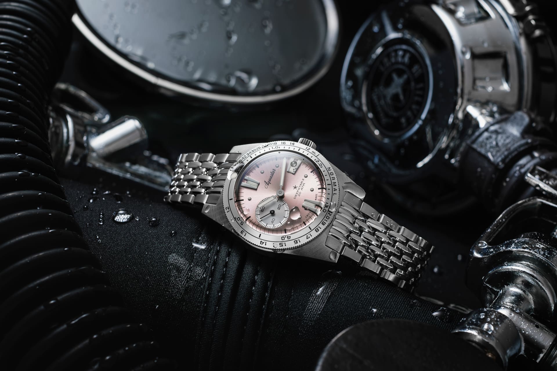 Aquastar Deepstar II - Vintage Silverstar, Aquastar Swiss dive watch in its element