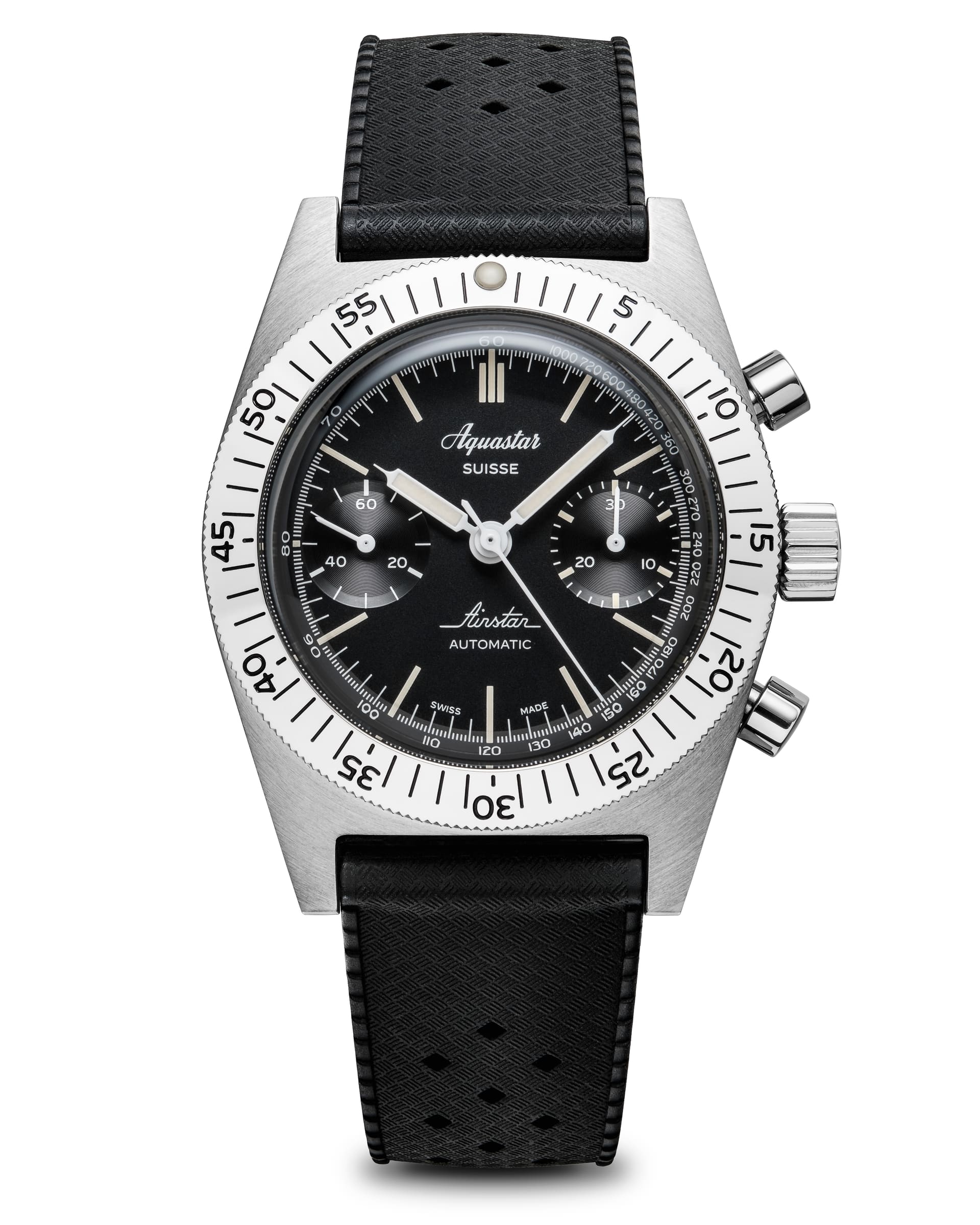 Aquastar Airstar Chronograph SS, 60th Anniversary Re-Edition, studio photograph 13 of 16