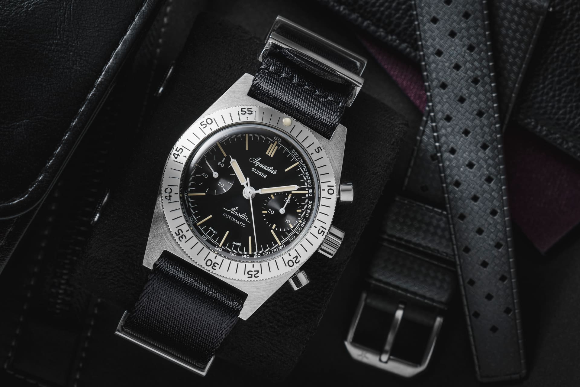Aquastar Airstar Chronograph SS, 60th Anniversary Re-Edition, studio photograph 7 of 16