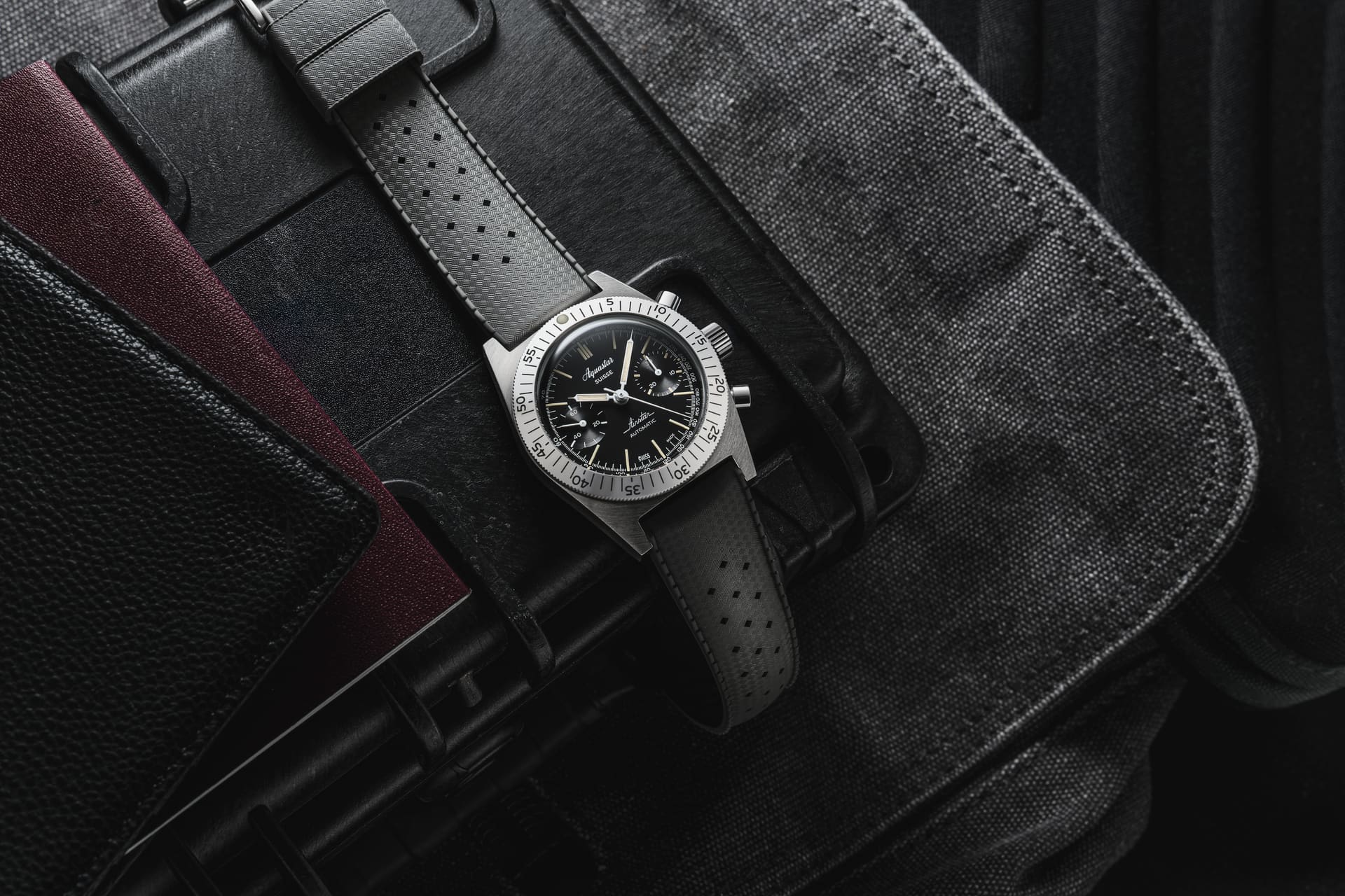 Aquastar Airstar Chronograph SS, 60th Anniversary Re-Edition, photographed in ambient light