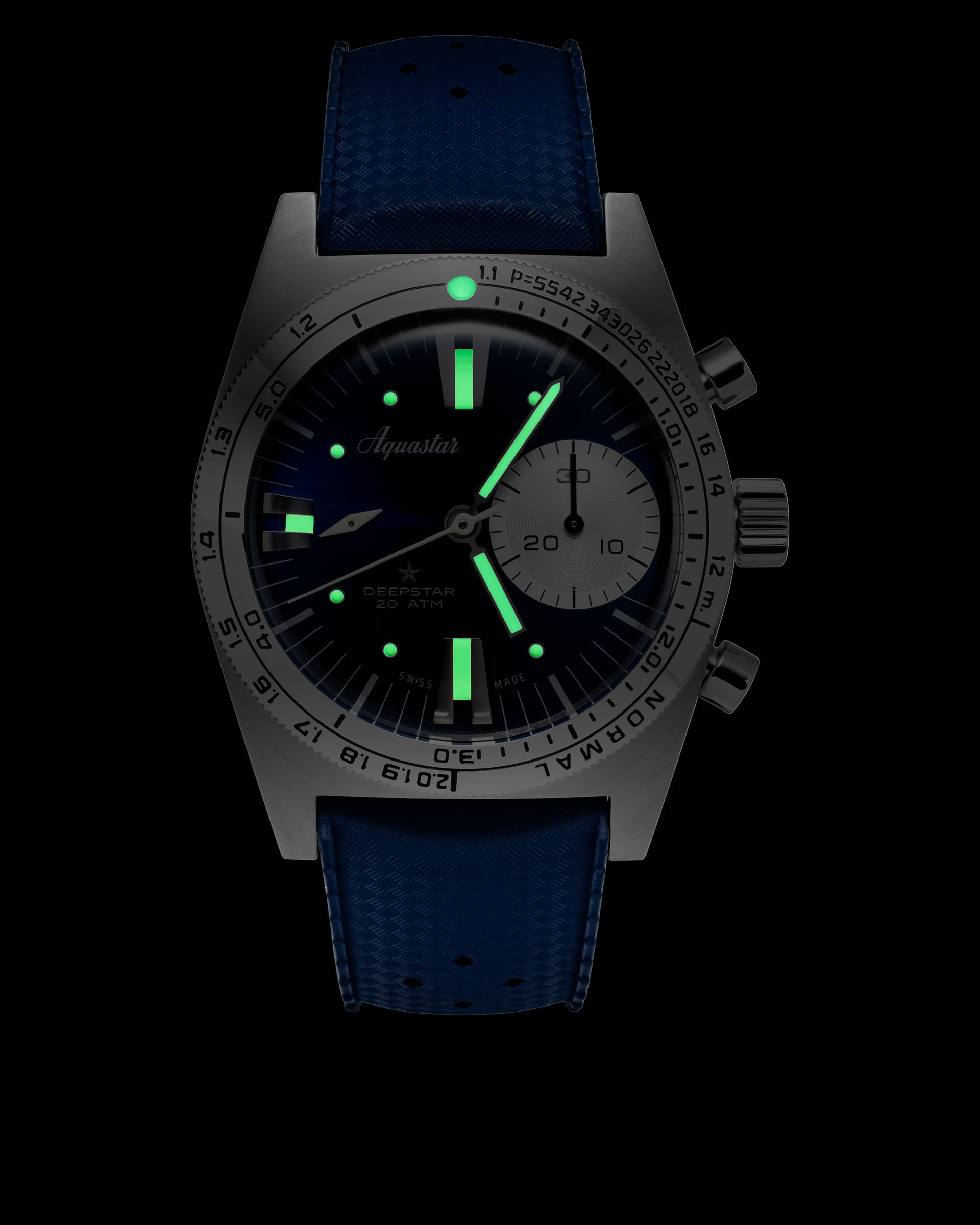 Aquastar Deepstar III Chronograph (Manual Wind), studio photograph 30 of 32